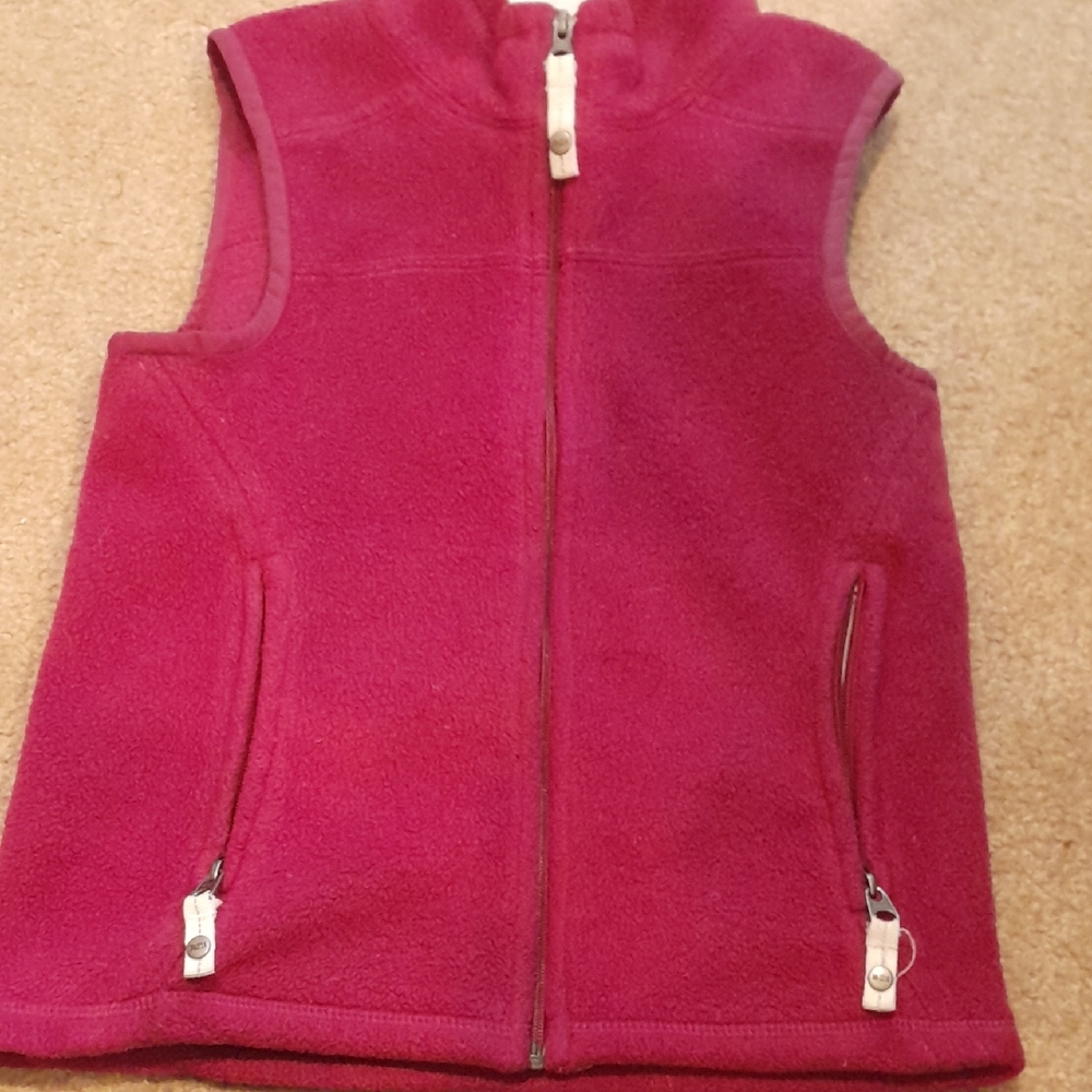 REI Girls Fuchsia Fleece Vest with White Trim, Size S(8)